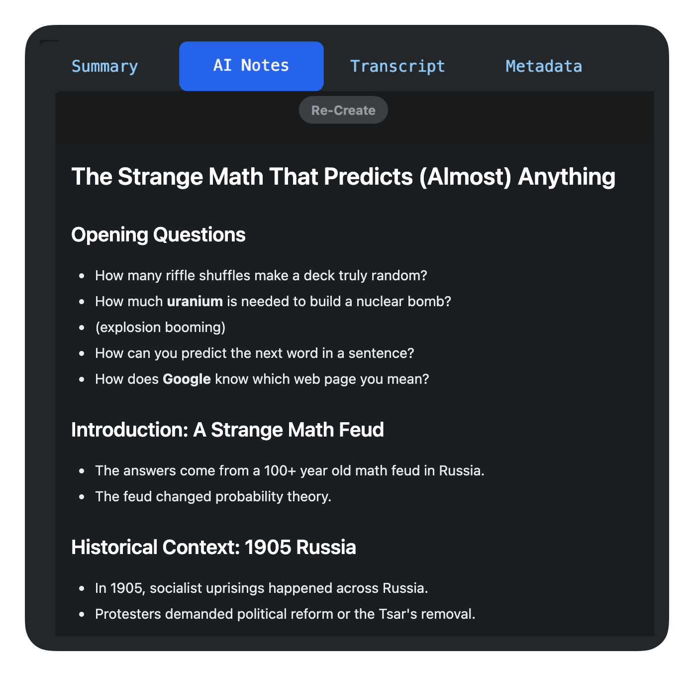 AI Generated Notes